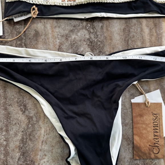 NWT- Charmosa Crocheted Tiger Eyes 2 Piece Brazilian Bikini Bandeaux Top - Picture 3 of 6